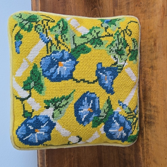 Vintage Needlepoint Accent Pillow - Picture 2 of 3